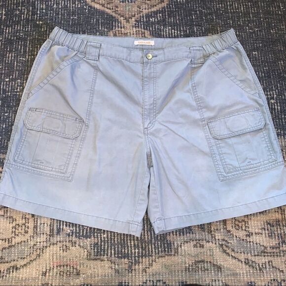 Savane Men's blue mirage cargo hiking elastic sides shorts 44 - Picture 1 of 6